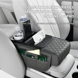 SEAMETAL Car Armrest Box Cushion Leather Height Increasing With Cup Holder