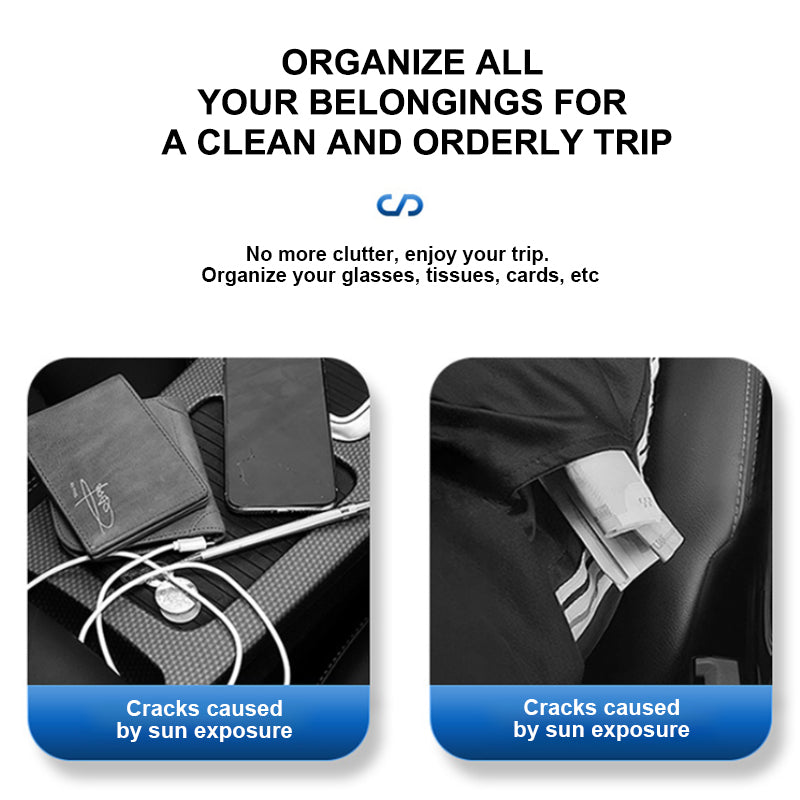 SEAMETAL Faux Leather Car Sun Visor Organizer, Multi-Pocket Storage Pouch for Glasses, Cards & License, Lightweight, Fits Most Vehicles