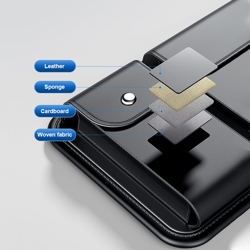 SEAMETAL Faux Leather Car Sun Visor Organizer, Multi-Pocket Storage Pouch for Glasses, Cards & License, Lightweight, Fits Most Vehicles