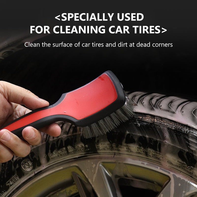 SEAMETAL Car Tire Wheel Cleaning Brush Car Wash Brush Medium Soft Nylon Short Handle Steel Ring Floor Mat Fabric Decontamination Brush