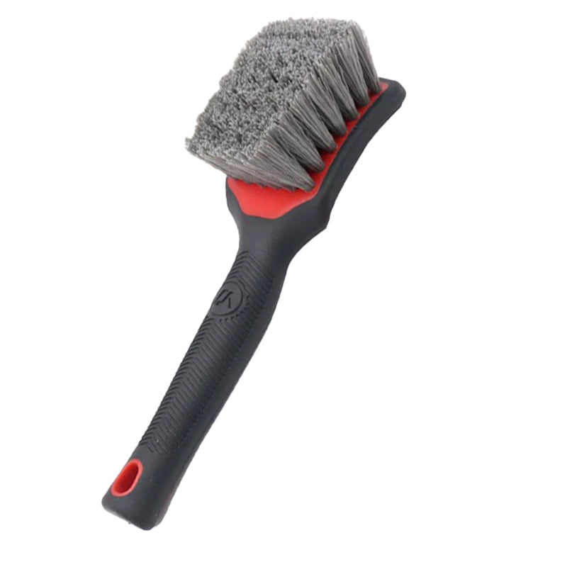 SEAMETAL Car Tire Wheel Cleaning Brush Car Wash Brush Medium Soft Nylon Short Handle Steel Ring Floor Mat Fabric Decontamination Brush