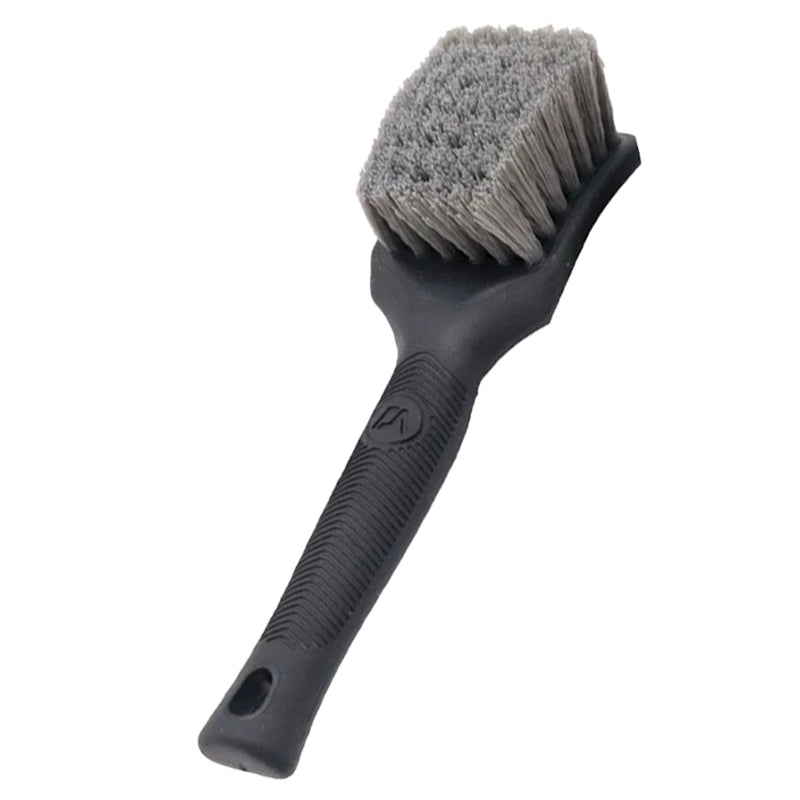 SEAMETAL Car Tire Wheel Cleaning Brush Car Wash Brush Medium Soft Nylon Short Handle Steel Ring Floor Mat Fabric Decontamination Brush