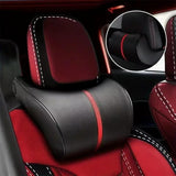 SEAMETAL Faux Leather Car Headrest Pillow, Memory Foam Filled, Comfortable Cushion for Vehicle Seat