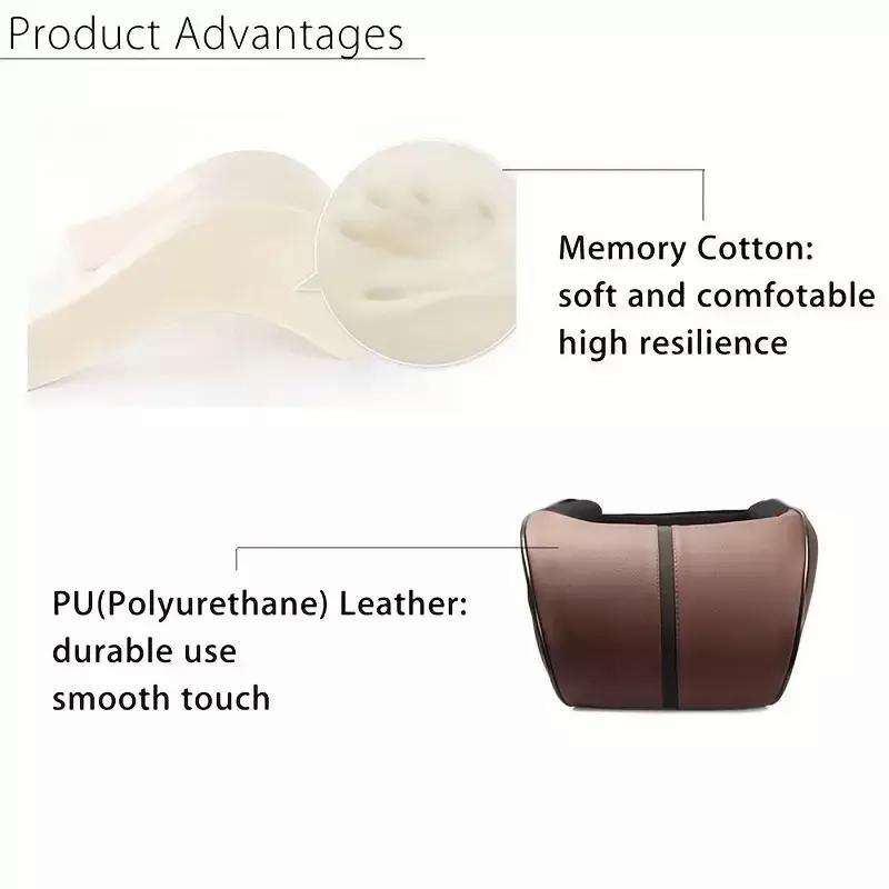 SEAMETAL Faux Leather Car Headrest Pillow, Memory Foam Filled, Comfortable Cushion for Vehicle Seat