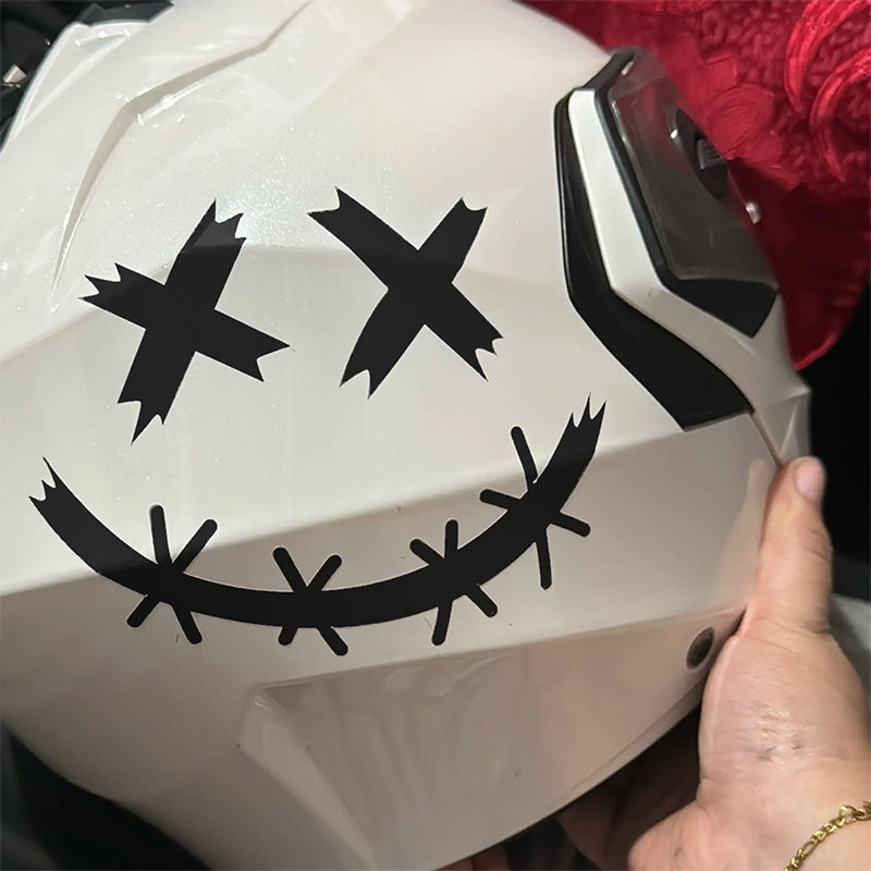 Waterproof Reflective Stickers For Motorcycle Helmet, Demon Smiling Face Decal, Auto Body Decoration, Car Sticker, Laser