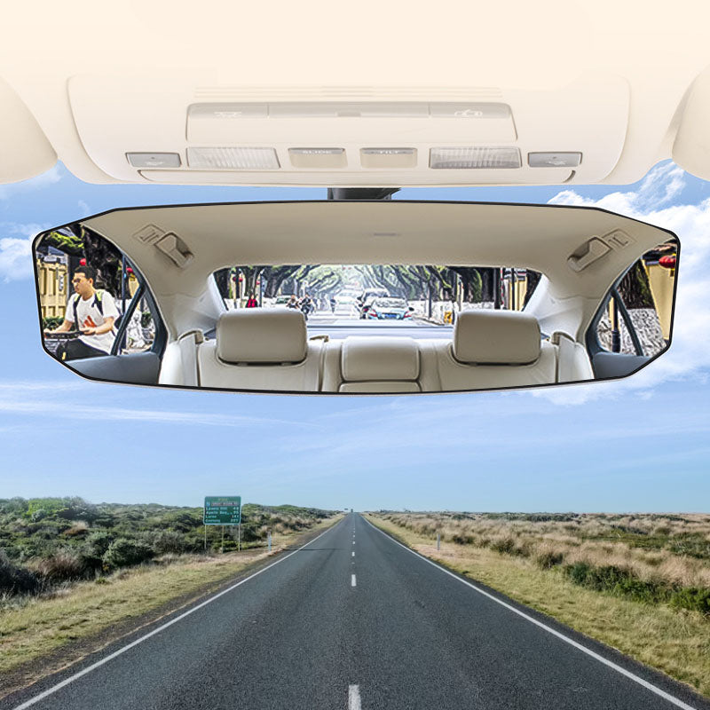 SEAMETAL Car Rearview Mirror 30CM Wide Angle Vision Snap On Rear View Mirror Universal Stable HD Glass