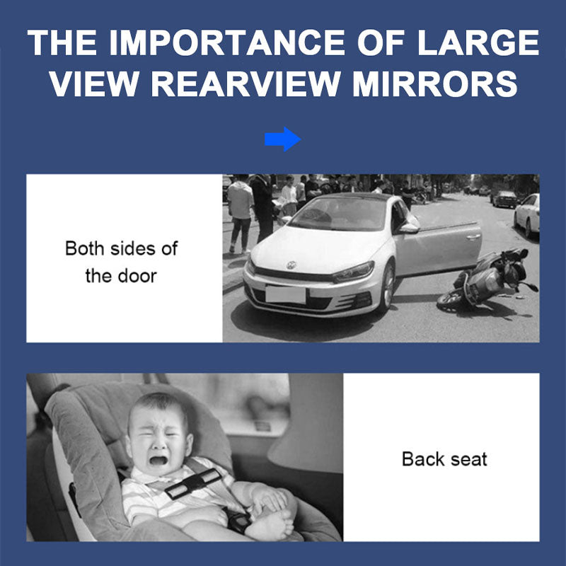 SEAMETAL Car Rearview Mirror 30CM Wide Angle Vision Snap On Rear View Mirror Universal Stable HD Glass