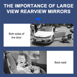 SEAMETAL Car Rearview Mirror 30CM Wide Angle Vision Snap On Rear View Mirror Universal Stable HD Glass