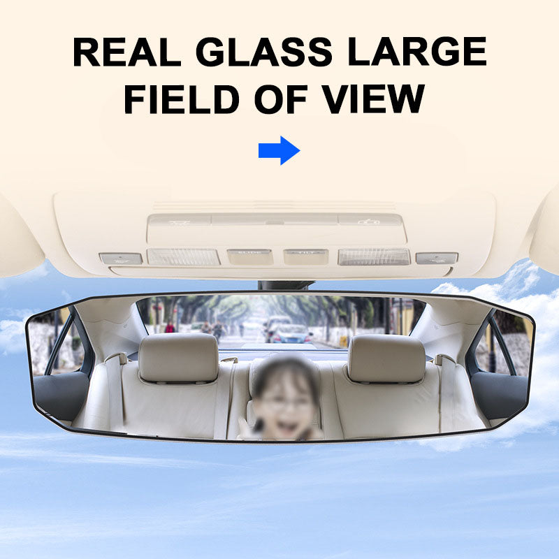 SEAMETAL Car Rearview Mirror 30CM Wide Angle Vision Snap On Rear View Mirror Universal Stable HD Glass