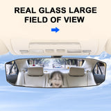 SEAMETAL Car Rearview Mirror 30CM Wide Angle Vision Snap On Rear View Mirror Universal Stable HD Glass