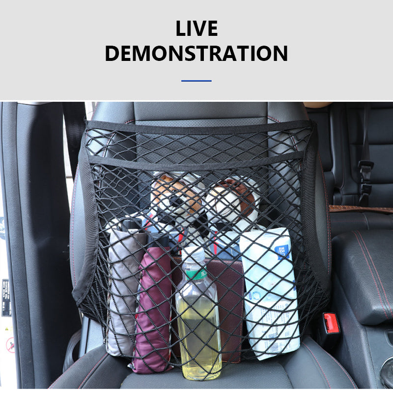 SEAMETAL Car Mesh Organizer, Seat Back Net Bag, Barrier of Backseat Pet Kids, Cargo Tissue Purse Holder, Driver Storage Netting Pouch