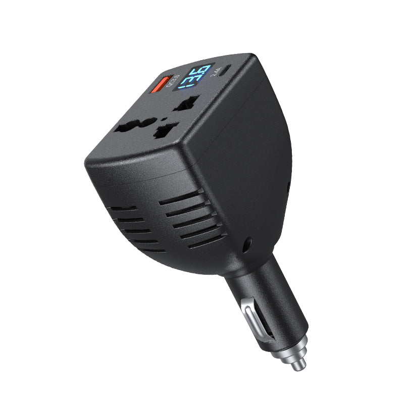 SEAMETAL 150W Car Inverter QC3.0 PD Fast Charger Car Socket Multifunctional Three Port Vehicle Power Converter Digital Display