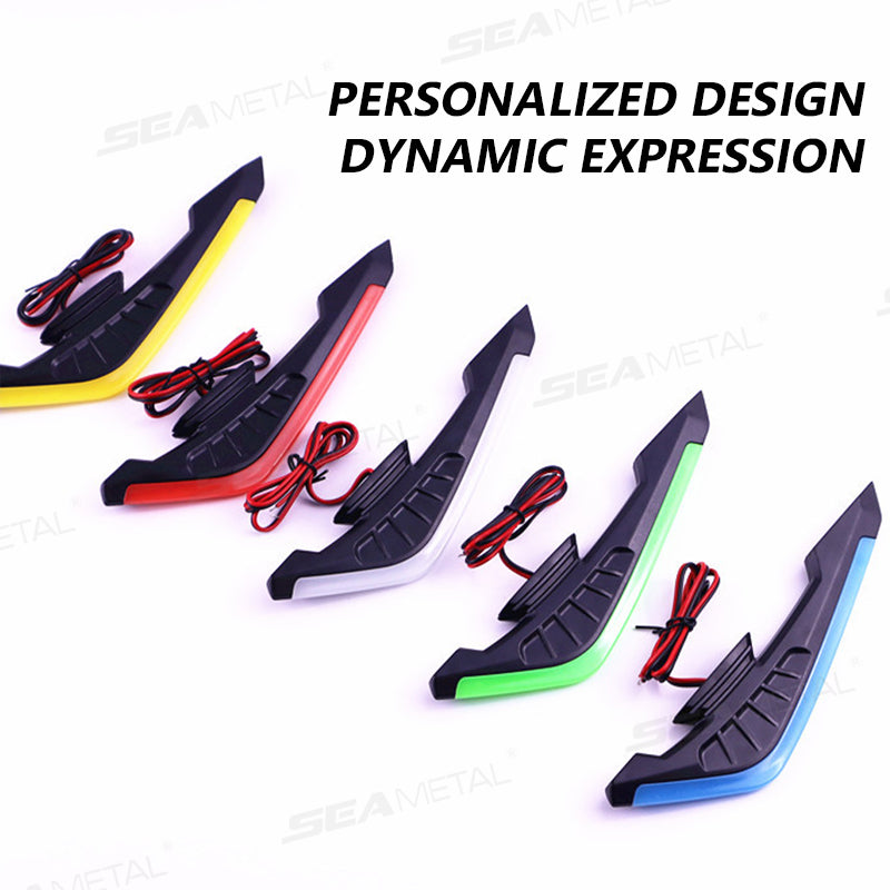 SEAMETAL 2Pcs Motorcycle Winglets Motorcycle Front Side Spoiler Aerodynamic Wing set Universal Fixed Wind Wing Decoration with LED Dynamic Light