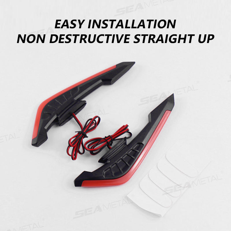 SEAMETAL 2Pcs Motorcycle Winglets Motorcycle Front Side Spoiler Aerodynamic Wing set Universal Fixed Wind Wing Decoration with LED Dynamic Light