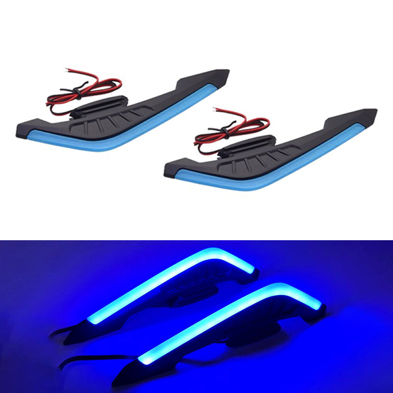 SEAMETAL 2Pcs Motorcycle Winglets Motorcycle Front Side Spoiler Aerodynamic Wing set Universal Fixed Wind Wing Decoration with LED Dynamic Light