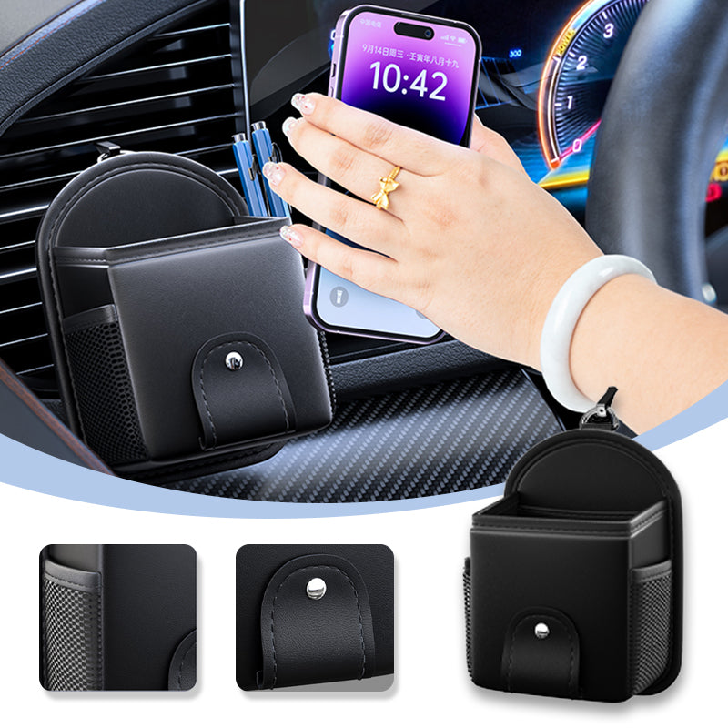 SEAMETAL Storage Box Car Airoutlet Hanging Bag Organizer Phone Holder Car Accessories PU leather Multi-functional Pocket