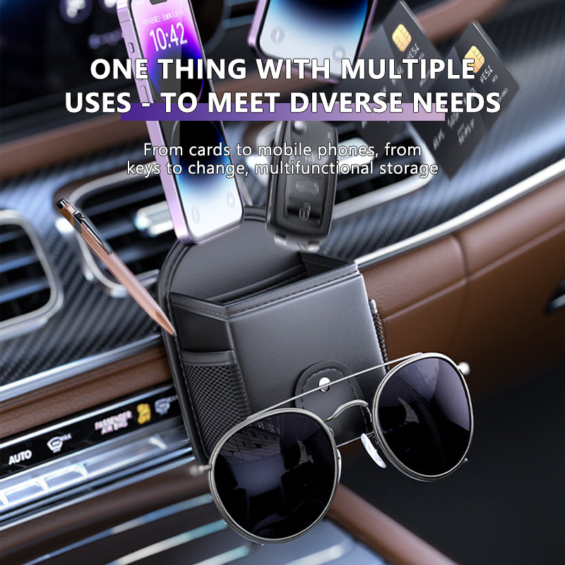 SEAMETAL Storage Box Car Airoutlet Hanging Bag Organizer Phone Holder Car Accessories PU leather Multi-functional Pocket