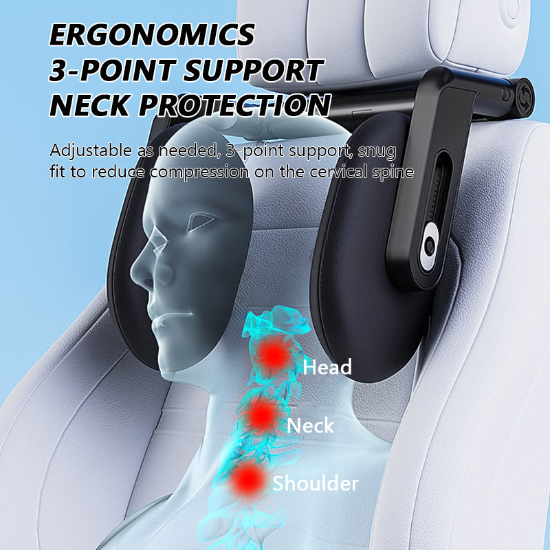 SEAMETAL Car Headrest Memory Foam Side Sleeping Pillow Adjustable Multifunctional Neck Pillow With Dual Hook Headrest