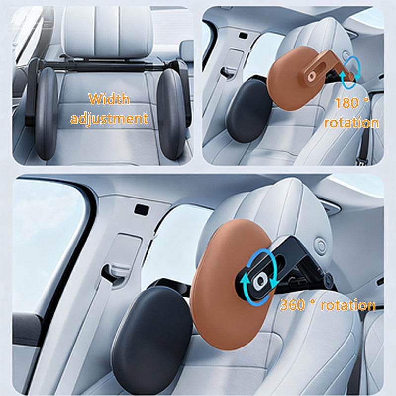 SEAMETAL Car Headrest Memory Foam Side Sleeping Pillow Adjustable Multifunctional Neck Pillow With Dual Hook Headrest