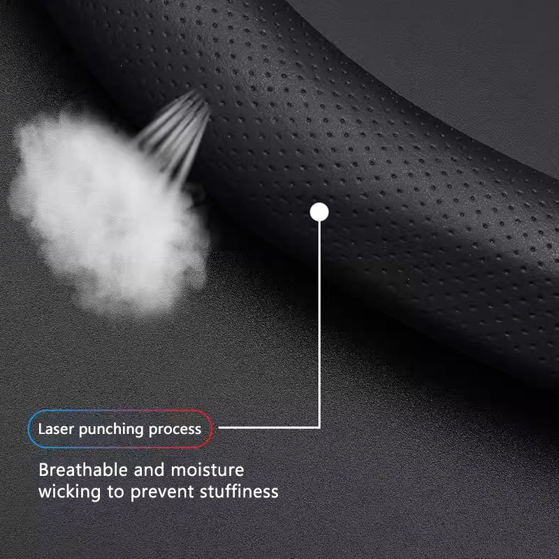 SEAMETAL Carbon Fiber Leather Car Steering Wheel Cover Anti-skid Wear Resistant Suitable Elastic Dustproof Sweat Absorbing 38cm Universal