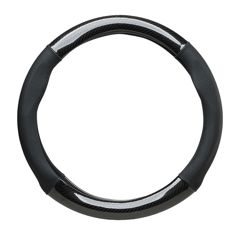 SEAMETAL Carbon Fiber Leather Car Steering Wheel Cover Anti-skid Wear Resistant Suitable Elastic Dustproof Sweat Absorbing 38cm Universal