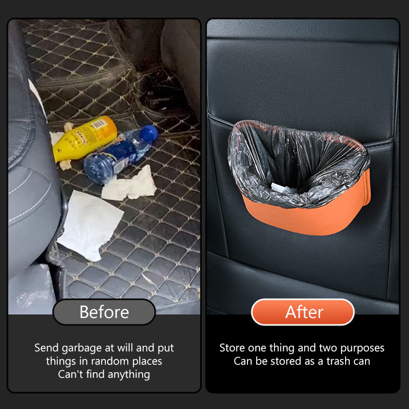 SEAMETAL Car Door Storage Box PU Leather Auto Seat Back Hanging Cup Holder Trash Can Multi-function Car Storage Pocket Organizer