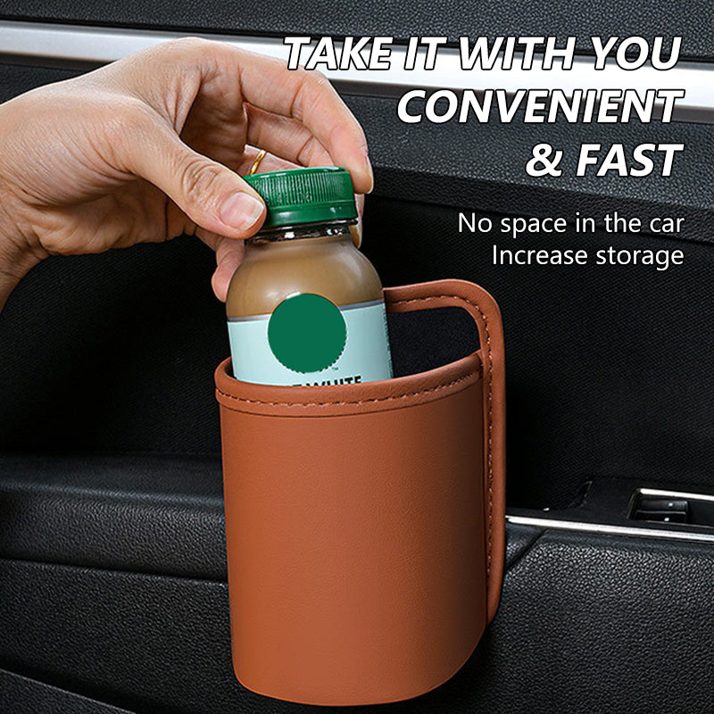SEAMETAL Car Door Storage Box PU Leather Auto Seat Back Hanging Cup Holder Trash Can Multi-function Car Storage Pocket Organizer