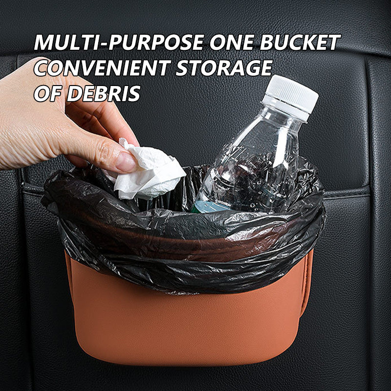 SEAMETAL Car Door Storage Box PU Leather Auto Seat Back Hanging Cup Holder Trash Can Multi-function Car Storage Pocket Organizer