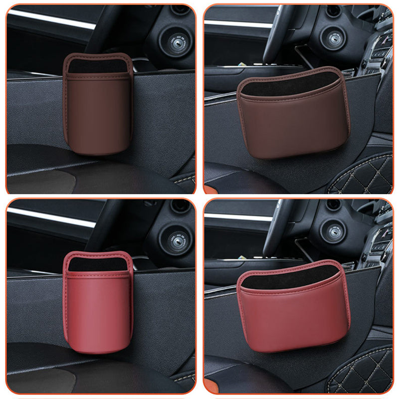 SEAMETAL Car Door Storage Box PU Leather Auto Seat Back Hanging Cup Holder Trash Can Multi-function Car Storage Pocket Organizer
