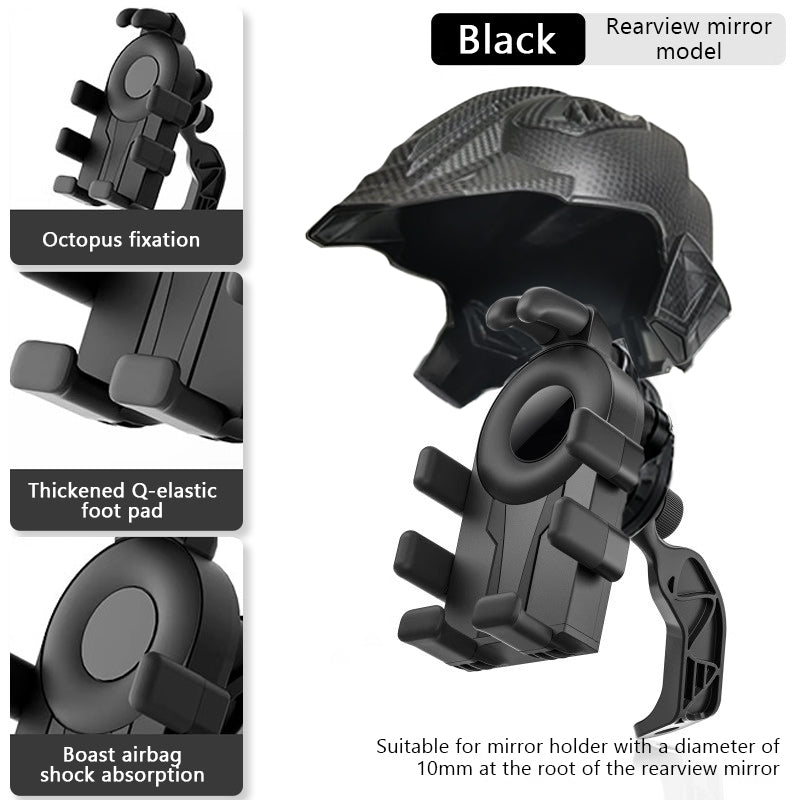 SEAMETAL Motorcycle Cell Phone Holder GPS Shockproof Smartphone Handlebar and Rearview Mirror Mount Airbag Shock Absorber Bracket