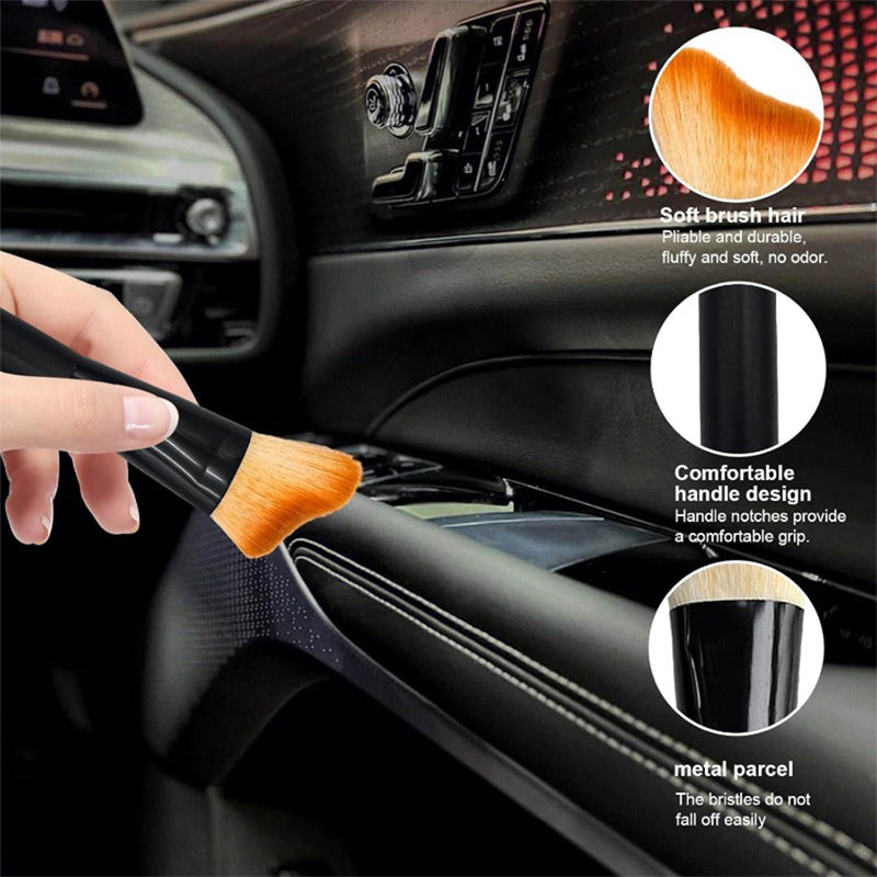 SEAMETAL Car Air Outlet Dashboard Detail Brush Long Handle Curved Soft Cleaning Brush Auto Accessories Dust Removal Cleaning Tool