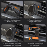 SEAMETAL Car Cup Holder Air Outlet Vent Drink Bracket Foldable Auto Drink Rack Stand Powerful Magnetic 360° Rotating Phone Mount