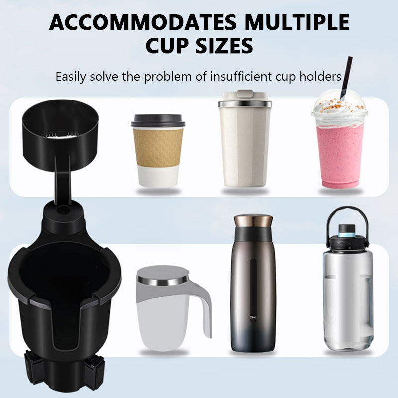 SEAMETAL Car Cup Holder Expander Multi-Function Drink Holder with Food Table 360-Degree Adjustable Base Tray for Snack