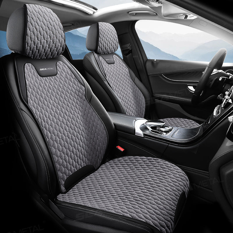 SEAMETAL Flax Car Seat Cover Front or Rear Linen Fabric Seat Cushion