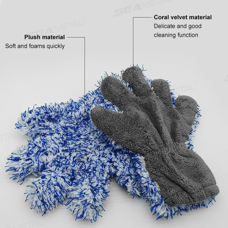 SEAMETAL Microfiber Car Wash Gloves Plush Ultra-soft Car Washing Mitt