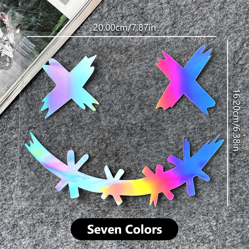 Waterproof Reflective Stickers For Motorcycle Helmet, Demon Smiling Face Decal, Auto Body Decoration, Car Sticker, Laser