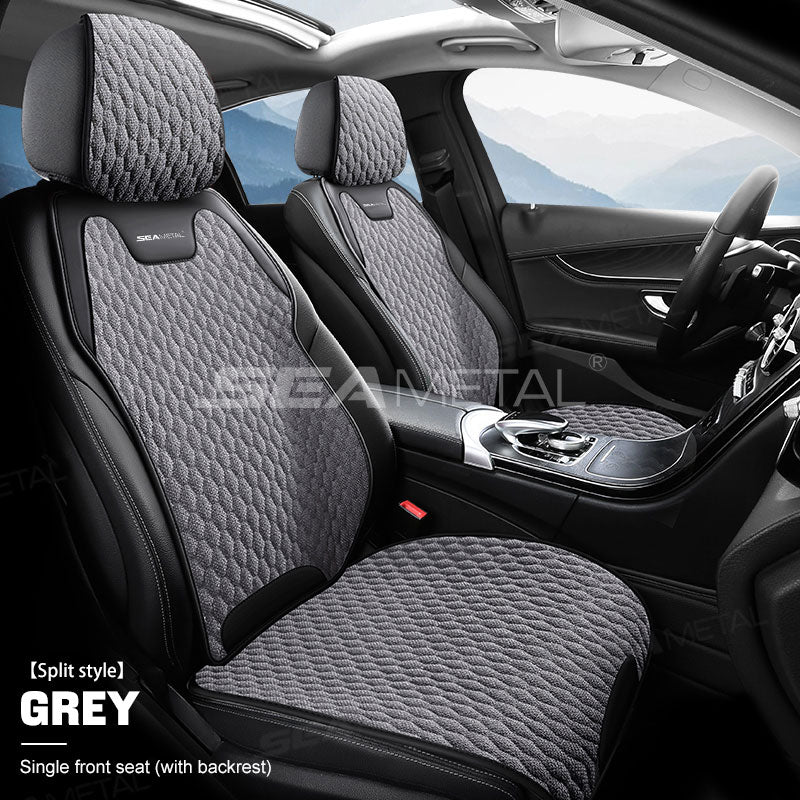 SEAMETAL Flax Car Seat Cover Front or Rear Linen Fabric Seat Cushion