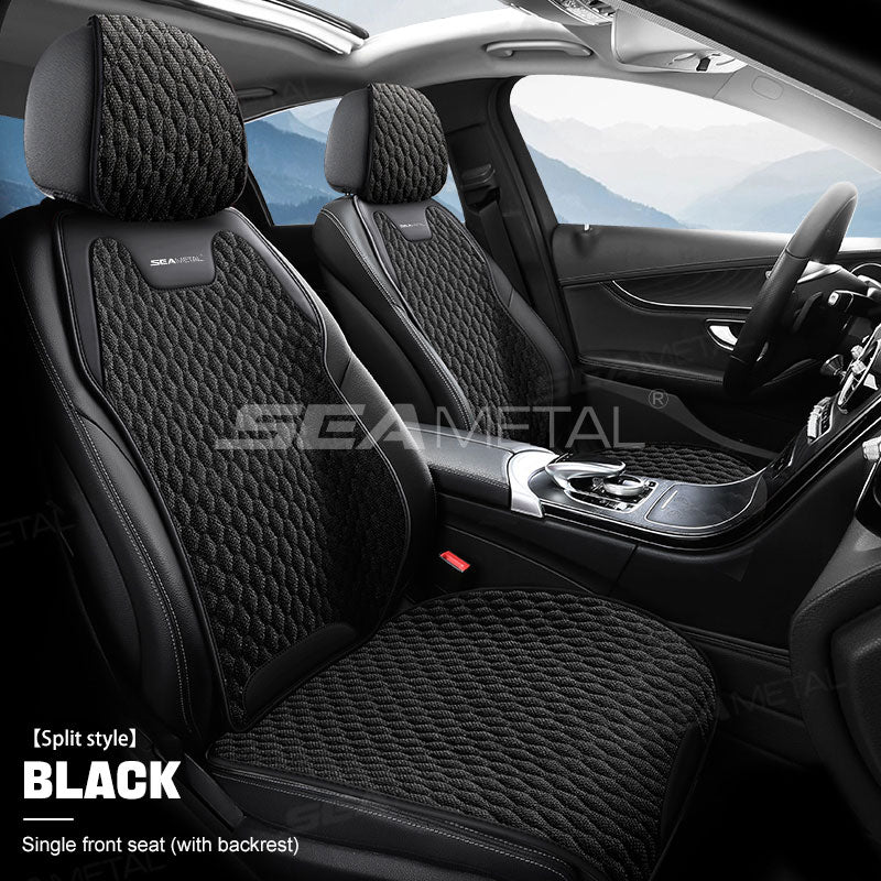 SEAMETAL Flax Car Seat Cover Front or Rear Linen Fabric Seat Cushion