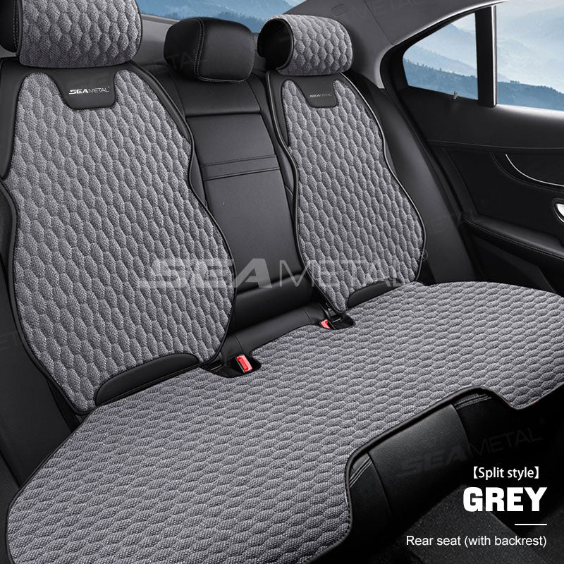SEAMETAL Flax Car Seat Cover Front or Rear Linen Fabric Seat Cushion