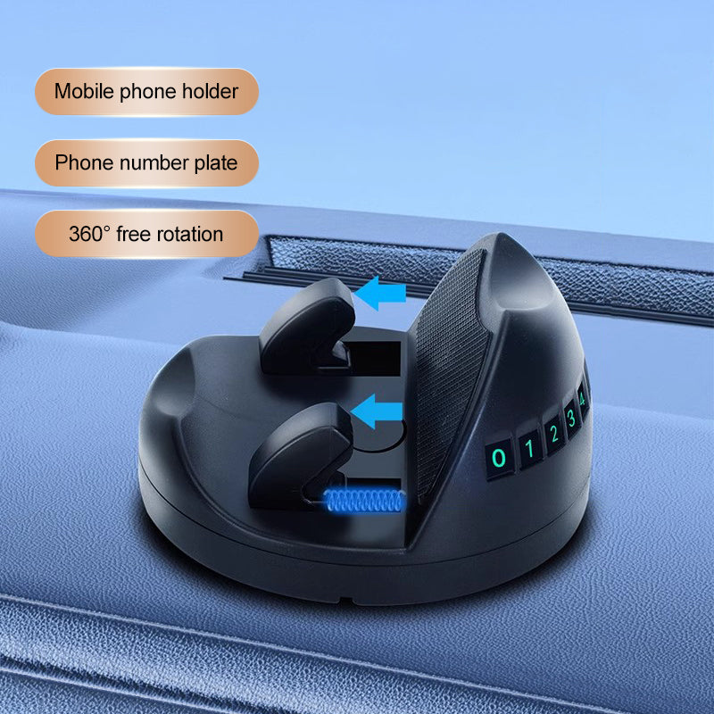 SEAMETAL ABS Car Phone Holder 360 Rotation With Parking Phone Number Plate