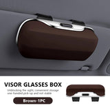 SEAMETAL Car Glasses Box Portable Press Switch Sunglasses Holder Driving Glasses Case Car Sun Visor Lenses Storage Box
