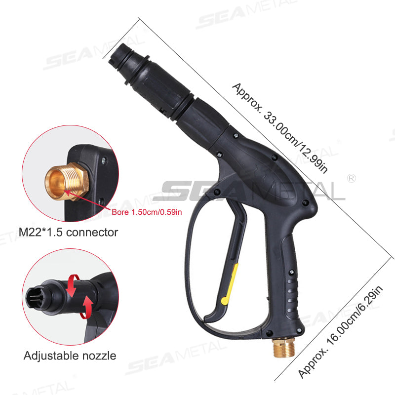 SEAMETAL High Pressure Car Wash Gun Adjustable Spray Nozzle Car Wash Machine Water Gun
