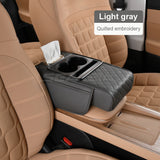 Car Armrest Cushion,5-in-1 Center Console Cover with 2 Storage Bags Cup Holder, Tissue Box Slot