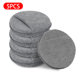5Pcs Car Waxing Polish Sponges 5 Inch Car Detailing Wax Applicator Pads Round Pocket Microfiber Foam Sponges Car Cleaning Tools