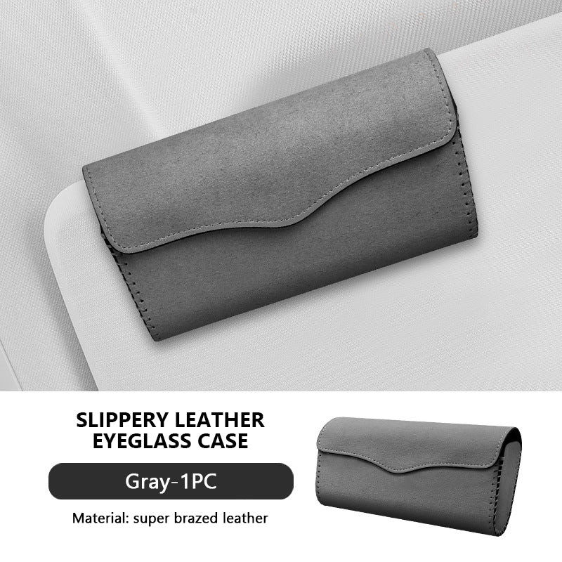 SEAMETAL Car Sun Visor Plate Glasses Case Suede Leather Car Glasses Storage Bag