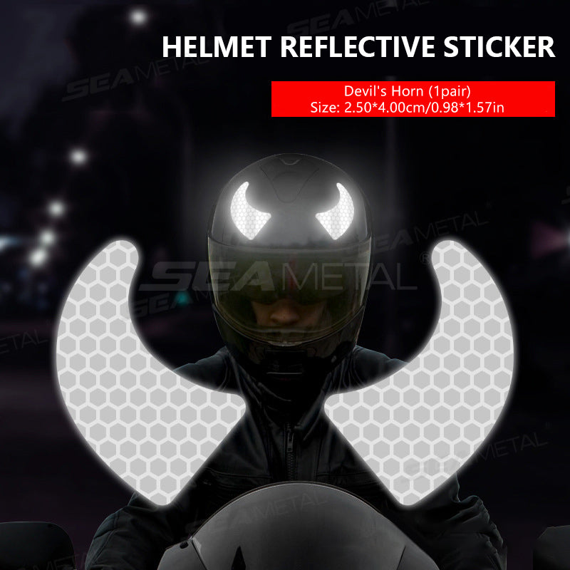 SEAMETAL Reflective Stickers Motorcycle Helmet Decal Arrows Eyes Wings Devil Horns Waterproof Night Warning Sign Exterior Parts