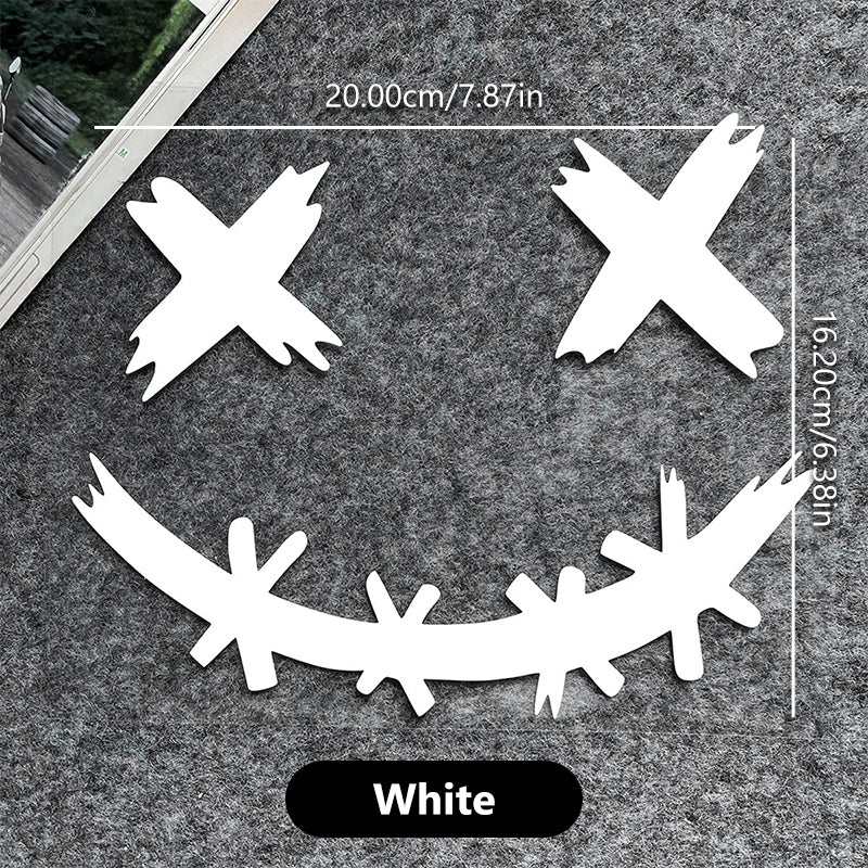 Waterproof Reflective Stickers For Motorcycle Helmet, Demon Smiling Face Decal, Auto Body Decoration, Car Sticker, Laser