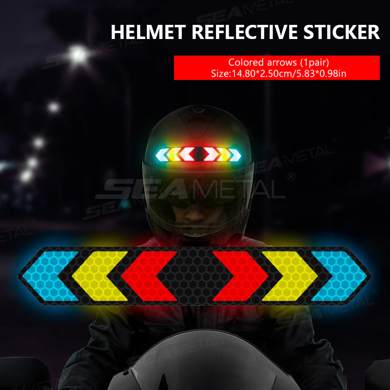 SEAMETAL Reflective Stickers Motorcycle Helmet Decal Arrows Eyes Wings Devil Horns Waterproof Night Warning Sign Exterior Parts