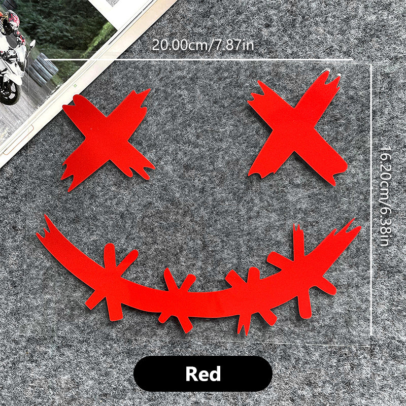 Waterproof Reflective Stickers For Motorcycle Helmet, Demon Smiling Face Decal, Auto Body Decoration, Car Sticker, Laser