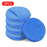 5Pcs Car Waxing Polish Sponges 5 Inch Car Detailing Wax Applicator Pads Round Pocket Microfiber Foam Sponges Car Cleaning Tools